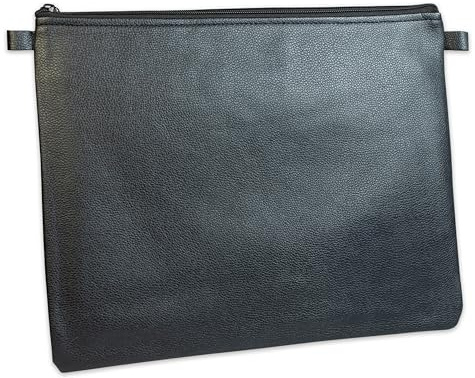effektivo XL Banktasche Geldtasche für A4 mit Reißverschluss und Schlaufen, Kunstleder schwarz, für Dokumente bis DIN A4