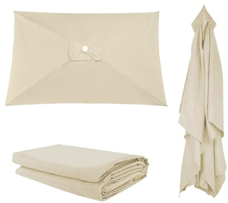 300x300cm 200x200cm Toldo De Recambio Para Sombrilla Cuadrada, 300x200cm Grandes Rectangular Parasol Canopy, Exterior Cubierta De Repuesto Para Sombrilla, Protección UV30+ Impermeable(Beige,197X297cm)