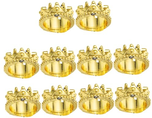 NUOBESTY Kleiner Kronen Anhänger für Schmuckherstellung, 10 Stück Gold Pvc | Dekorative Kronenperlen im Zarten Design, Leicht für Selbstgemacht Bastelarbeiten und Geschenkideen