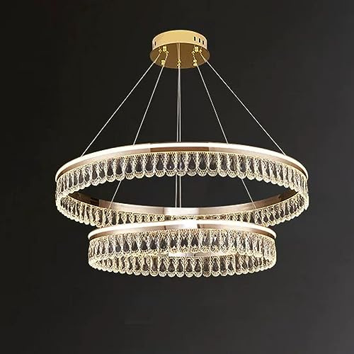 NOKXDKJWT Lustre Rond en Cristal, lumière Minimaliste Moderne, plafonnier Suspendu de Salon à Hauteur réglable, pour luminaires de Salle à Manger et de Chambre à Coucher