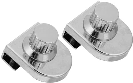 HOMSFOU Lot de 2 Serrures sans Perçage pour Porte Vitrée, 8 Mm Verre, Boutons Argentés, Serrure pour Armoire à Bijoux et Cave à Vin, Sécurisation de Vitrines D’exposition Centre