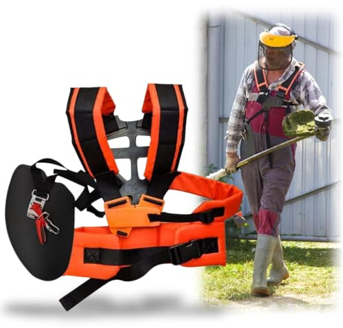 Correa De Hombro para CortacéSped,ArnéS Universal Ajustable Acolchado, ArnéS De Desbrozadora De Gasolina con Doble Hombro,CinturóN Universal De Doble Hombro para CortacéSped (Naranja) ﻿