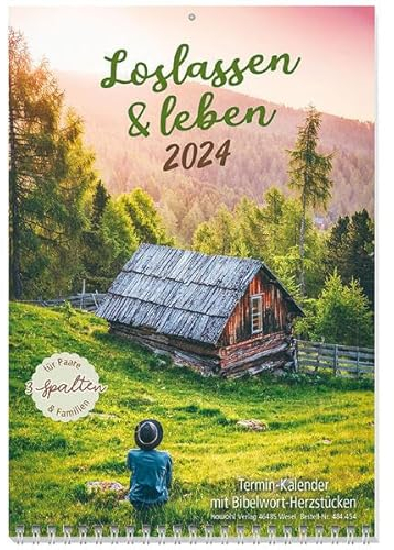 Loslassen & leben 2024: Terminkalender mit Bibelwort-Herzstücken