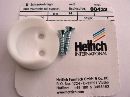 Hettich Schrankrohrlager rund weiß, 2 Stück, Artikelnr. 432