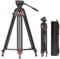Heavy Duty Tripod, Camera Video Tripod with Fluid Head Aluminum Twin Tube 74.4 inch, Max Loading 17.6 LBS, for Canon Nikon Sony DSLR Camcorder Camera