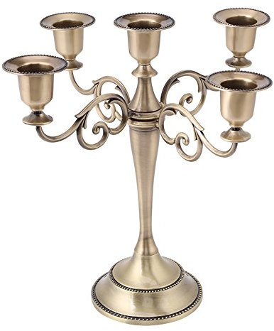 Agatige 5 Arme Kandelaber, konische Kerzenhalter Kerzenhalter Kerzenständer für Hochzeitsfeier Dinner Tischdekoration(Bronze)