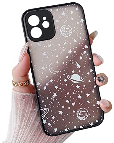 ZTOFERA Compatible with iPhone 11 Case, Planet Sky Star Space Pattern Translucent Frosted Hard PC Back Silicone Bumper Girls Women Shockproof Protective Phone Cover for iPhone 11, White Sky