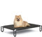 KORIMEFA Lit Surélevé pour Chien Lit pour Chien de Camp sur Pieds Pliable Intérieur Extérieur Couchette en Tissu Oxford pour Chien Chat Lavable Respirant (M) 110 x 76 x 20cm, Noir