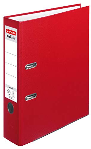 Herlitz Ordner maX.file protect A4 8cm PP-Kunststoffbezug/Papier hellgr.besch. (rot, 8cm | 20er Pack)