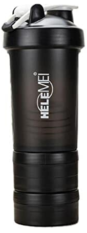 TYUTYU Molke Protein Pulver Shaker Flaschen Frühling Shaker Cup Gymnastik DREI Ebenen Shaker Protein Milch Shaker Sport Wasserflaschen (Capacity : 601-700ml, Color : A Black)
