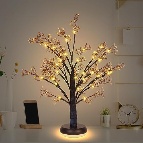 NEWNEN LED Baumlichter, Baum Lampe mit Verstellbaren Ästen, lichterbaum mit 24 Warmweißen LEDs, Dekobaum Baumbeleuchtung USB Betrieben für Zuhause Party Weihnachten Innendekoration