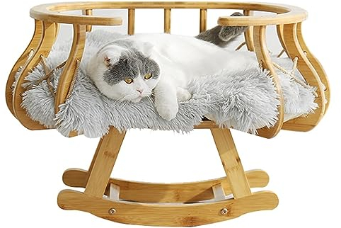 Solid wood pet cat swing bed, indoor pet cat and dog hammock swing chair cradle pet furniture, gifts for pet cats and dogs