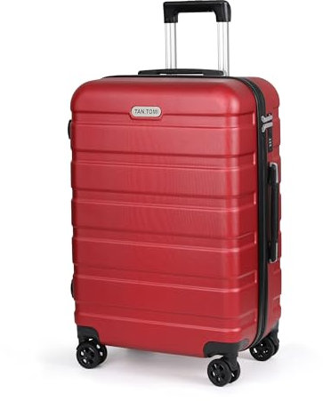 TANTOMI Koffer Groß, Reisekoffer Hartschalenkoffer, Koffer & Trolley mit Passwortsperre, Hartschale Suitcase mit 4 Rollen(Rot)
