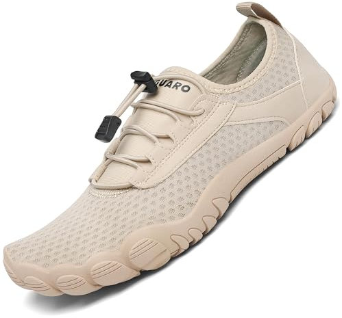 SAGUARO Herren Barfuss Wasserschuhe Damen Schnell Trocknend Aquaschuhe Breathable Schwimmschuhe Badeschuhe Beige Gr.45
