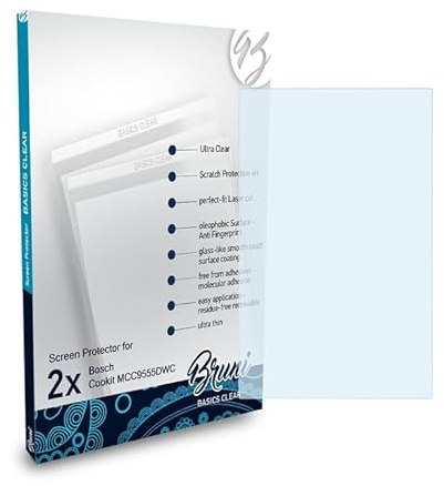 Bruni Schutzfolie kompatibel mit Bosch Cookit MCC9555DWC Folie, glasklare Displayschutzfolie (2X)