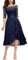 MIUSOL Women's Elegant Lace Chiffon 2/3 Sleeve Off-Shoulder Cocktail Ball Bridesmaid Patry Swing Midi Dress (X-Large, Double Hem-Navy Blue)