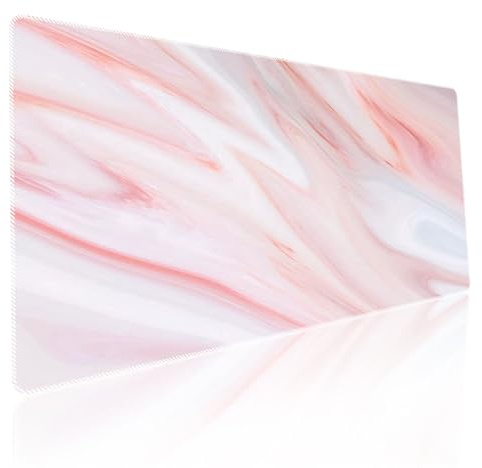 Surwin Mauspad Groß, Marmor Steinkörnung Mouse Pad Gaming Office Mousepad Mauspads Gaming Mat Pad rutschfest Desk Mat - Verbessert Präzision und Geschwindigkeit (400x900mm,Rosa)