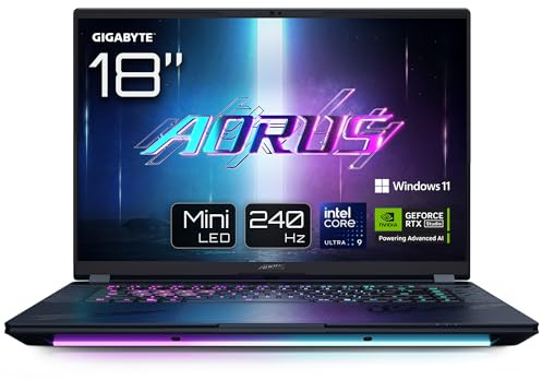 GIGABYTE AORUS Master 18 BZH Ordinateur Portable Gaming - 18,0“, 240Hz WQXGA, Intel Core 275HX, RTX 5090 GPU, 64Go DDR5 5600MHz, 2 x Gen4 1To SSD, Windows 11 Pro, AORUS Master 18 BZHC6FRD45SP