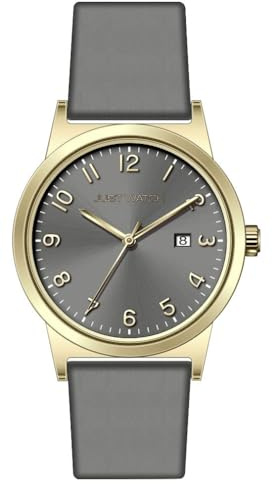 Just Watch Damen Armbanduhr Analog, Gesamtlänge 22 cm, Edelstahlarmband – 5 ATM (Grau/Gold)