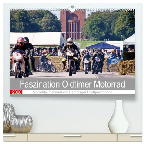 Faszination Oldtimer Motorrad - Momentaufnahmen von Hamburger Stadtparkrennen (hochwertiger Premium Wandkalender 2026 DIN A2 quer), Kunstdruck in ... Motorräder. (CALVENDO Mobilitaet)