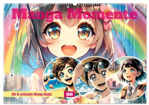 Manga Momente - Mit KI entfachte Manga Magie (Wandkalender 2026 DIN A2 quer), CALVENDO Monatskalender: Manga Fantasien durch KI neu erwacht (CALVENDO Spass)