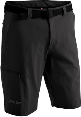 Maier Sports Huang, Kurze Herren Wanderhose, Wasserabweisende Bermuda für Trekking und Hiking, PFC-frei, mSTRETCH pro 4 & Dryprotec, Schwarz, 50 (W35/L32)