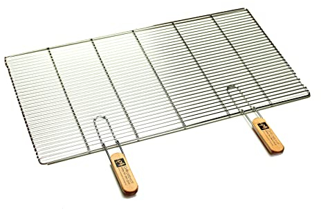 Edelstahl Rost Grillrost - rechteckig und rund - Grill Rost Grössenauswahl (82 x 43 cm mit Griffen)
