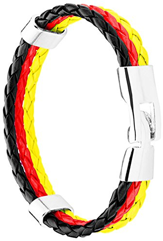 Piersando Armband Armreif geflochten Leder Fahne Motiv Fussball EM & WM Fanartikel Land Flagge Ärmel Schmuck Damen oder Herren Deutschland 21cm