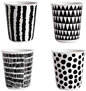 ASA Coppetta Becher Espresso Set, Porzellan, Schwarz/Weiß, 6.5 cm, 4