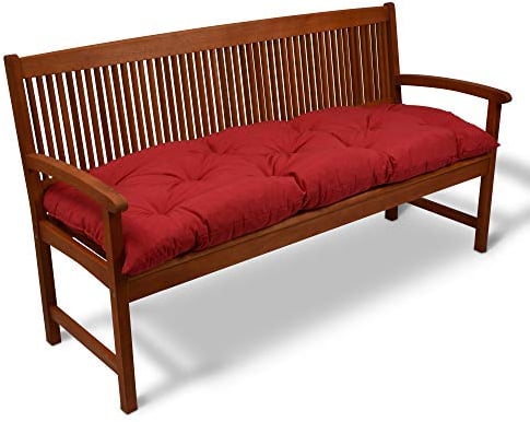 Beautissu Bankauflage Flair BK - Sitzkissen für Gartenbank - Polster Auflage Outdoor - Bankpolster Auflage für Sitzbank & Hollywoodschaukel - ca. 180x50x10 cm - Rot