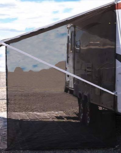 Tentproinc, Seiten-Sonnenschutz für Wohnmobilmarkise 2,74 m x 2,13 m – schwarzes Netzgewebe als Sonnenschutz, inkl. komplettem Montageset für Campinganhänger und Markisen – UV-Schutz