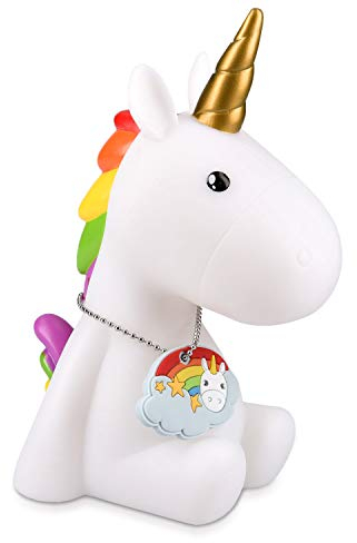Navaris LED Nachtlicht Einhorn Design - Süße RGB Farbwechsel Nachttischlampe für Kinder mit Einhorn-Anhänger - Schlummerlicht Lampe Weiß