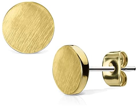 Bungsa goldenes OHRSTECKER SET rund gebürstet - EDELSTAHL Ohrstecker in gold 7mm
