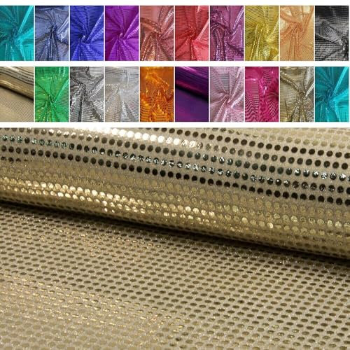 Fabrics-City Gold/WEIß HOCHWERTIG Pailetten Stoff PAILLETTENSTOFF 6MM Stoffe, 4527