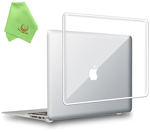 UESWILL Glossy See Through Hard Shell Case Cover Compatible with MacBook Air 11 inch (Model: A1370/A1465) + Microfibre Cleaning Cloth, Crystal Clear