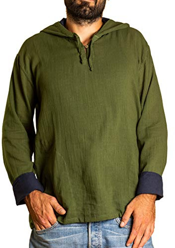 PANASIAM Shirt H01 Hoodie, Cotton, Olivegreen, M, Longsleeve