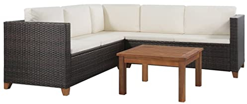 vidaXL Gartensofa 4-TLG. Poly Rattan Lounge Gartenmöbel Gartenset Sitzgruppe