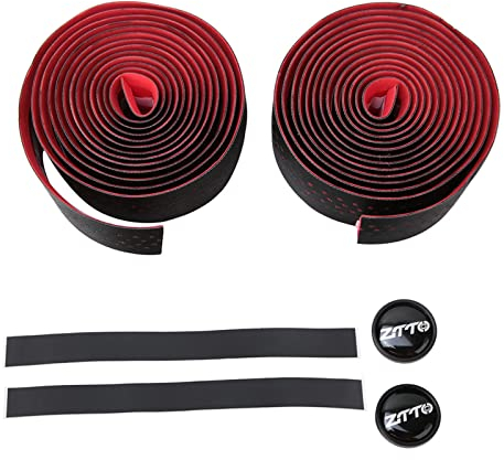 Tbest Lenkerband Rot,Lenkerband Rot Weiß,Lenkerband Rennrad Schwarz,2 Stücke Anti-Rutsch Pu Rennrad Lenkerbänder Fahrrad Lenker Gürtel Radfahren Griff Wraps Weiche Atmungsaktive Mountainbike