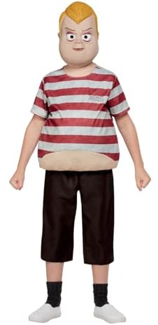 Smiffys The Addams Family Pugsley Costume for Children, Burgundy Officially Licensed Outfit with Top, Trousers, and Mask, Perfect for Group Halloween Themes