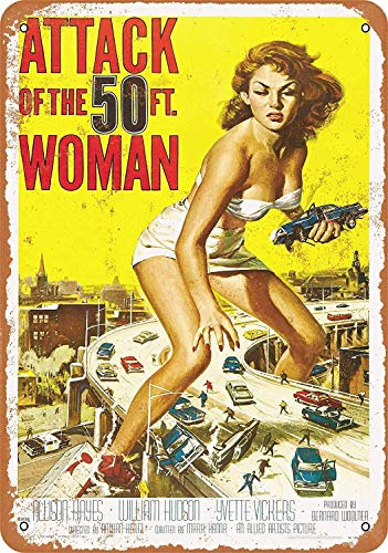 Henson 1958 Attack of The 50 Foot Woman Movie Nostalgic Art Beautiful Traditional Tin Sign Metal Painted Modern Wall Decoration Art Poster Game Room House Rules Street Sign