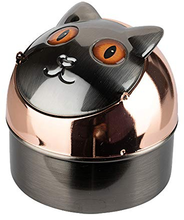 Windaschenbecher CAT Kippaschenbecher Katzen Aschenbecher für Innen und Außen Metall Windascher Kippascher (Amy)