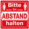 VITAdisplays - Placa de suelo para marcar el suelo con texto en alemán Bitte 2.0 metros de distancia (30 x 30 cm) antideslizante – Cartel de seguridad VA-901A2 rojo y blanco