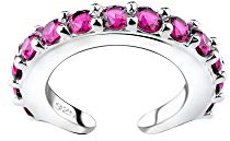 Laimons-Ohrringe Single Earcuff Klemme 15mm mit Zirkonia aus Sterling Silber 925 (Pink)
