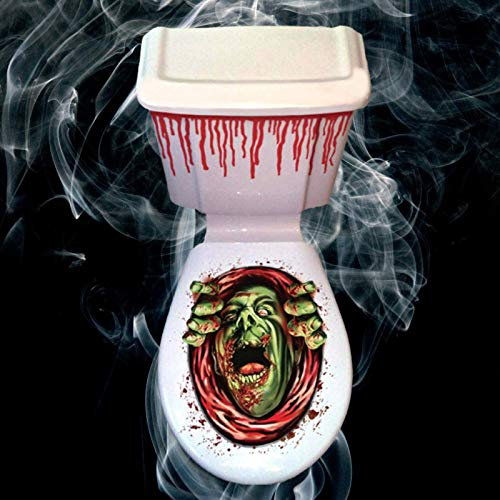 Be-Creative Cubiertas de inodoro para decoración de Halloween, para puerta, diseño de zombi, color verde