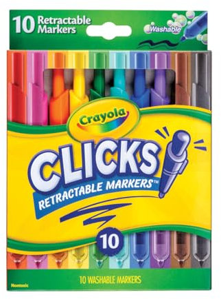 Crayola Washable Markers with Retractable Tips, Clicks, School Supplies, Art Markers, 10 Count