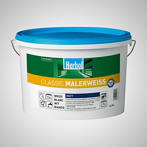 Herbol Classic MalerweißWeiß Innenfarbe | Wandfarbe für eine matte Oberfläche | 5 Liter
