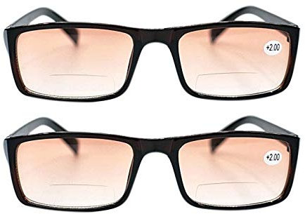 Fads & Fashions TN68 Any 2 Pairs MIXnMATCH Tinted Bifocal Multi Pupose Sunglasses & Sun Reading Glasses in Brown Black or Grey with 9 lens strengths (2 Pairs Brown, 1.5)