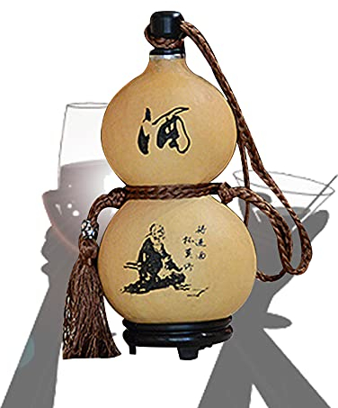 Bouteille de Saké Naturel, Flacon de Hanche de Gourde Naturelle Facile à Nettoyer, Bouteille d'eau de Vin de Grande Capacité, Bouteille Vide de Décoration pour La Maison,500ml