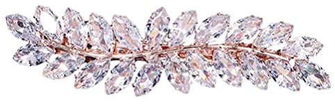 FRCOLOR Rhinestone Hair Clips Crystal Leaf Hair Clip Diamond Hair Barrettes Hair Bang Clamp Decorative Alligator Hair Pins For Women Weddings Bridal Hair Accessories Rose Gold