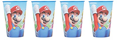 Theonoi Lot de 4 gobelets pour enfant - 260 ml au choix - En plastique sans BPA - Cadeau pour garçon (Super Mario)